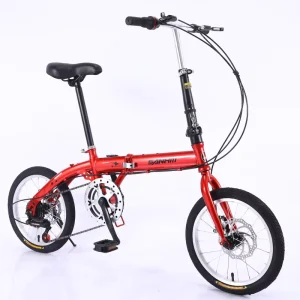 Factory Direct 16 Inch Folding Mountain Bike Carbon Steel Soft tail Disc Brake Variable Speed Light 6 Speed Student Gift