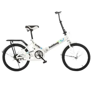 Factory Direct Sale 20-inch Steel Frame Fork Suspension Folding Bicycle 6-Speed Variable-Speed Adults Shock Absorption 75kg Load