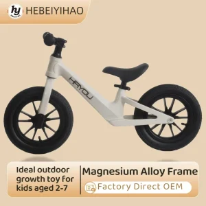 Factory Price Magnesium Alloy Balance Bike For Kids Ages 2-7 12INCH Tires Leather Cover Saddle-Private Label