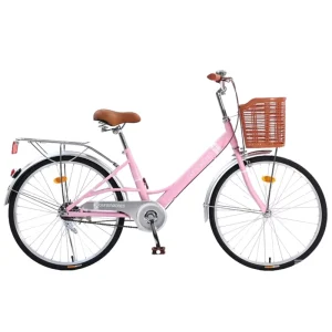 Factory Supply High Quality Lady Bike 26inch Single Speed with Basket Female Women City Bicycle Urban Cycling