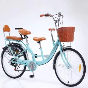 Factory Supply Popular Cruiser Tandem Bike 26″ Double Seat Single Speed Aluminum Alloy Fork Disc Brake Steel Frame