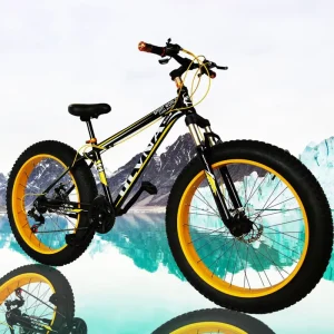 Fat Big Thick Tire Snowmobile Adult Men’s Women’s Mountain Bike All-Terrain Variable Speed Double Disc Brake Spring Fork Bike