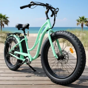 Fat Tire Beach Cruiser Electric Bicycle, 26-Inch, 1000W Lithium-Battery Electric City Bike (Women’s)