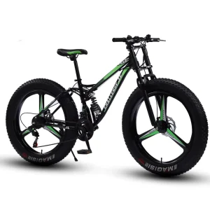 Fat Tire Mountain Bike Large Tire Variable Speed Mountain Bike Carbon Steel Frame Front Suspension Dual Disc Brake Shock