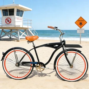 Fat Tire for Beach Cruiser Electric Bike with Steel Frame Single Speed Caliper Brake Aluminum Alloy Rim Aluminum Fork for Adults