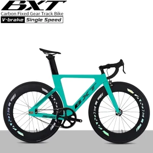 Fixed Gear Bike 700C Tracking Road Bicycle With Front Rim V Brake Single Speed Carbon Fiber Track Bike Light Weight