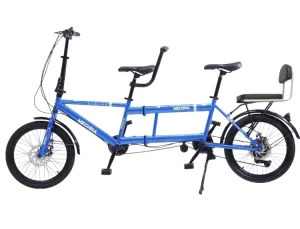 Foldable Two Person Steel Frame Bicycle for Rent Multi Speed Tandem Bike Disc Brakes for Scenic Spots Family Tours Parent Child