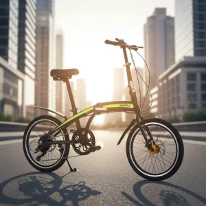 Folding Bike 20 Inch 7 Speed High Carbon Steel Iron Portable Lightweight City Commuter Bicycle for Adults Easy to Fold Durable