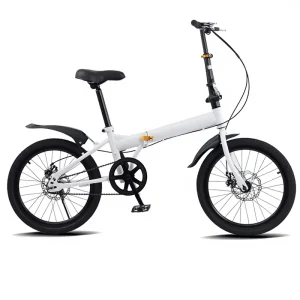 Folding Single Speed Bicycle Carbon Steel Frame Dual Disc Brakes Men Women 20 Inch Student Bike (Custom Logo Available)