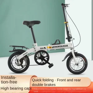 Folding Steel Road Bicycle Small 14 Inch Single Speed Lightweight Portable Adult Men’s Women’s Fashionable HUOSEN ZDC-015 150kg