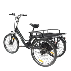 Food Delivery Aluminum Frame Ebike 7 Speed Electric Pedal Assist Tricycle Three 24 Inch Wheels Cargo Delivery