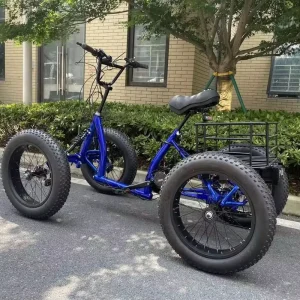Four Wheel Electric Cargo Bike with Bafang Mid Drive Motor 20×4.0 Fat Tires Heavy Duty Utility Freight E Bike