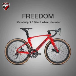 Freedom Disc RS 22S Carbon Fiber Racing Road Bike 24 Inch Aluminum Alloy Wheels Dual Disc Brakes Drop Handlebar Design