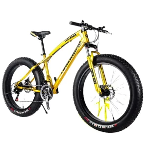 Full Adult Fat Tire 26 Inch MTB Frame Cycle Snow Mountain Bike Fat Bike Bicycle Snow Bike Yellow 1 Piece Customized