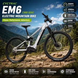 Full Suspension Electric Mountain Bike Off Road E-Bike for Adult Trail Riding & Outdoor Adventure