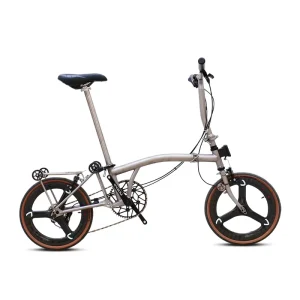 Full Titanium Tri fold Folding Bicycle with 7 Speeds 7.6 kg Ultralight Portable Folding Bikes for Mens and Womens