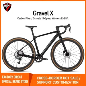 GRAVEL X Road Bike 13 Speed Wireless Carbon Fiber Gravel Bike Lightweight Racing Bicycle with Hydraulic Disc Brake