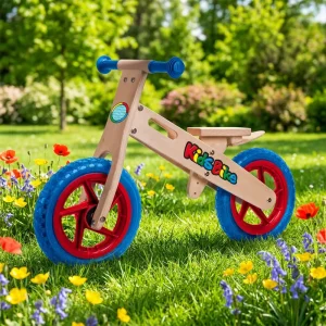 Girls Boys Kids Durable Wooden Balance Bike No Pedal Plywood Toddler Walker Training Bicycle Outdoor Sports Toy Gross Motor 3+