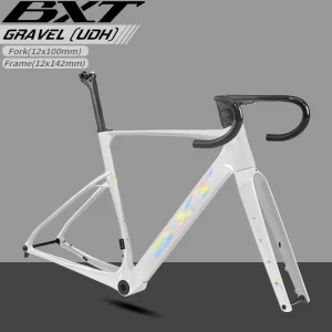 Gravel-055 Carbon Fiber Gravel Frameset T1000 Carbon Disc Brake UDH Hanger 700x50C T47 Thread BB Endurance Road Bicycle