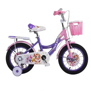 High Carbon Steel Girls’ Princess Style Children’s Bicycle Kids’ Bike with Comfortable Seat Back and Front Basket
