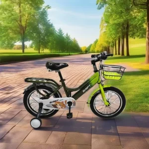 High Carbon Steel High Quality Four-wheel Children’s Bicycle for Boys Girls Aged 5-8 Single Speed 16″ Wheels Training Wheels