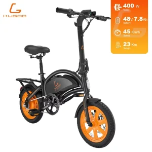 KUGOO V1 Electric Assisted Bicycle With Seat 400W 48V 7.8Ah Electric Bicycle 45KM/H Folding E Bike Electric Small Bicycle
