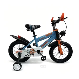 Kids Boys Bicycle with Training Wheels Sporty Children’s Bike with Cartoon Print Sturdy Steel Frame for 3 7 Years Old Toddlers