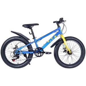 Kids Fat Tire Bike 20 Inch Steel Frame Shimano 7 Speed Dual Disc Brakes Suspension No Fork Mountain Bicycle for Age 5+ Years