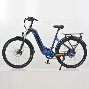 Low-Step Beach Cruiser Electric Bicycle, Fat Tires, Disc Brakes, LED, Lightweight Electric Hybrid Bike with Rear Rack
