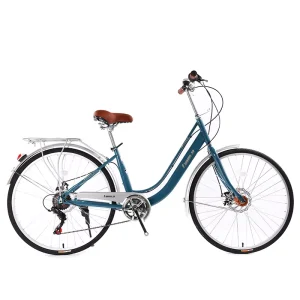 Ladies 24 Inch Retro Single Speed City Bike with Aluminum Alloy Fork and Steel Frame for Women