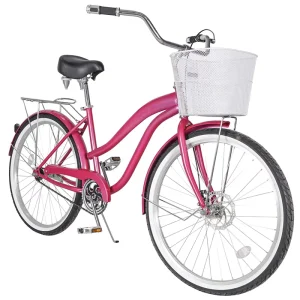 Lady 28 Beach Cruiser Bike Pink Vintage Bike 700c Hybrid Bicycle with Disc Brakes