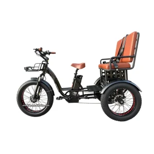 Large Capacity 48V 20Ah Electric Hybrid Tricycle Front Motor 3 Wheel Electric Cargo Bike 24″ Fat Tire E Trike