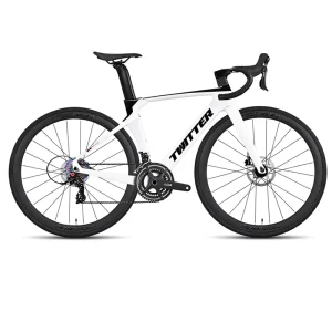 Lightweight 24 Speed Carbon Fibre Road Bike with RS Hydraulic Disc Brake Ordinary Pedal 3K Carbon Bar & Alloy Wheels