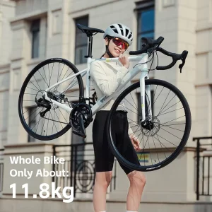 Lightweight Aluminum 14 Speed Road Bike with 28 Inch Forks Disc Brake Footrest Road Bicycle for Unisex Adults Daily Use & Sport