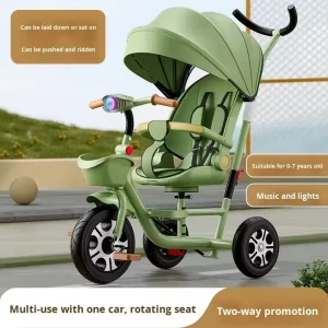 Lightweight Foldable Plastic Toddler Tricycle Reclining Seat Pedal Ride on for Kids Aged 2 to 4 Years Outdoor Activity