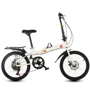 Lightweight Folding Portable Bicycle with 20 Inch and Adjustable Variable Speed for Outdoor