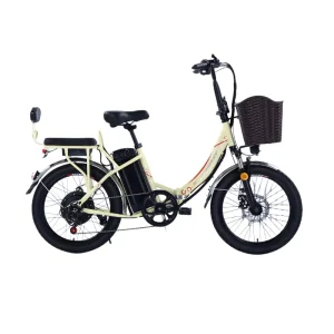 Lithium Battery Integrated 48V 350W 7 Speed Adult Folding Electric Bicycle Front Hub Motor Lightweight Steel Frame Disc Digital