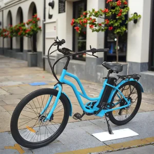 Long Range Step Through Beach Cruiser E Bicycle 15Ah Hybrid EBike Electric Road Bike Electric City Bike for Adults