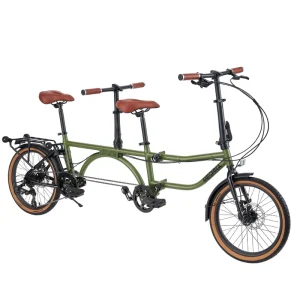 MEGHNA Tandem Bike Folding Bike 20inch Wheel 7 Speed Dual Disc Brakes Multiple Fold Cruiser Bike with Rear Rack for Adults