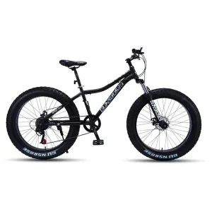 Men’s Women’s 24/26-Inch Snow Thick Fat Tire Mountain Bike Aluminum Alloy Wheels Front Suspension Carbon Steel Frame 7-Speed