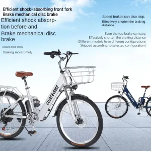 Men’s Women’s Lithium Electric Bicycle Smart Digital Sensor Scooter Moped Removable 36V 7 Speed Steel Light Carbon Steel