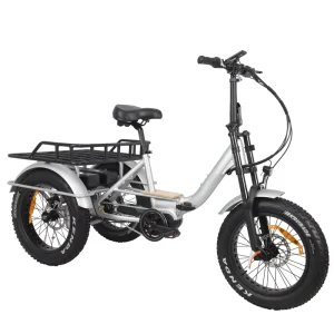 Mid-Drive 3-Wheel Electric Bike Double Battery Cargo Trike with Lithium Power Fat Tire E-Trike