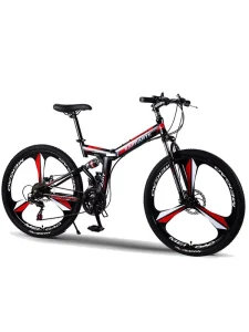 Mountain Bike Men’s Adult Variable Speed Off-road Shock Absorbing 24-inch Folding Soft Tail Commuter Bike Dual Disc Brakes