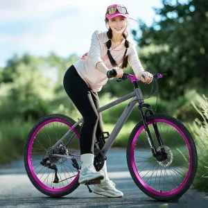 Mountain Bike Variable Speed Teenage Adult Student Commuter Disc Brake High Carbon Steel Spring Fork Off-road 24″