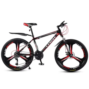 Mountain Carbon Steel Frame Spring Fork Double Disc Brake Variable Speed Men’s Women’s Student Adult 24/26 Inch Bike