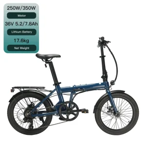 Naicisports 20″ Aluminum Alloy Folding E-Bike for Campus Travel, 7-Speed, Rear Hub Motor, Disc Brake, 30-50Nm Torque