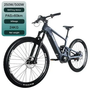 Naicisports 29″ Carbon Fiber Electric Mountain Bike 11 Speed 48V 15Ah Full Suspension Smooth Shock Absorption for Trails