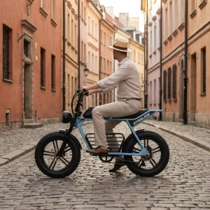 Old Town Retro Fat Tire Velo Electrique with Long Bench Seat Cobblestone Cruiser for Historic Street Sightseeing