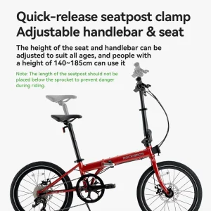 Portable 20 Inch Adult Folding Bike for City Commuter 9-Speed Disc Brakes Bicycle for Unisex
