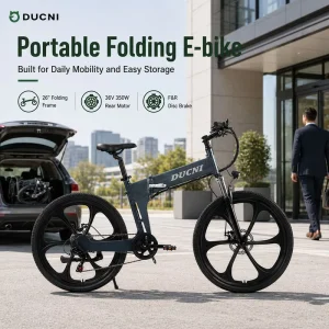 Portable 26 Inch Aluminium Folding Electric Bicycle Compact Commuter Ebike
